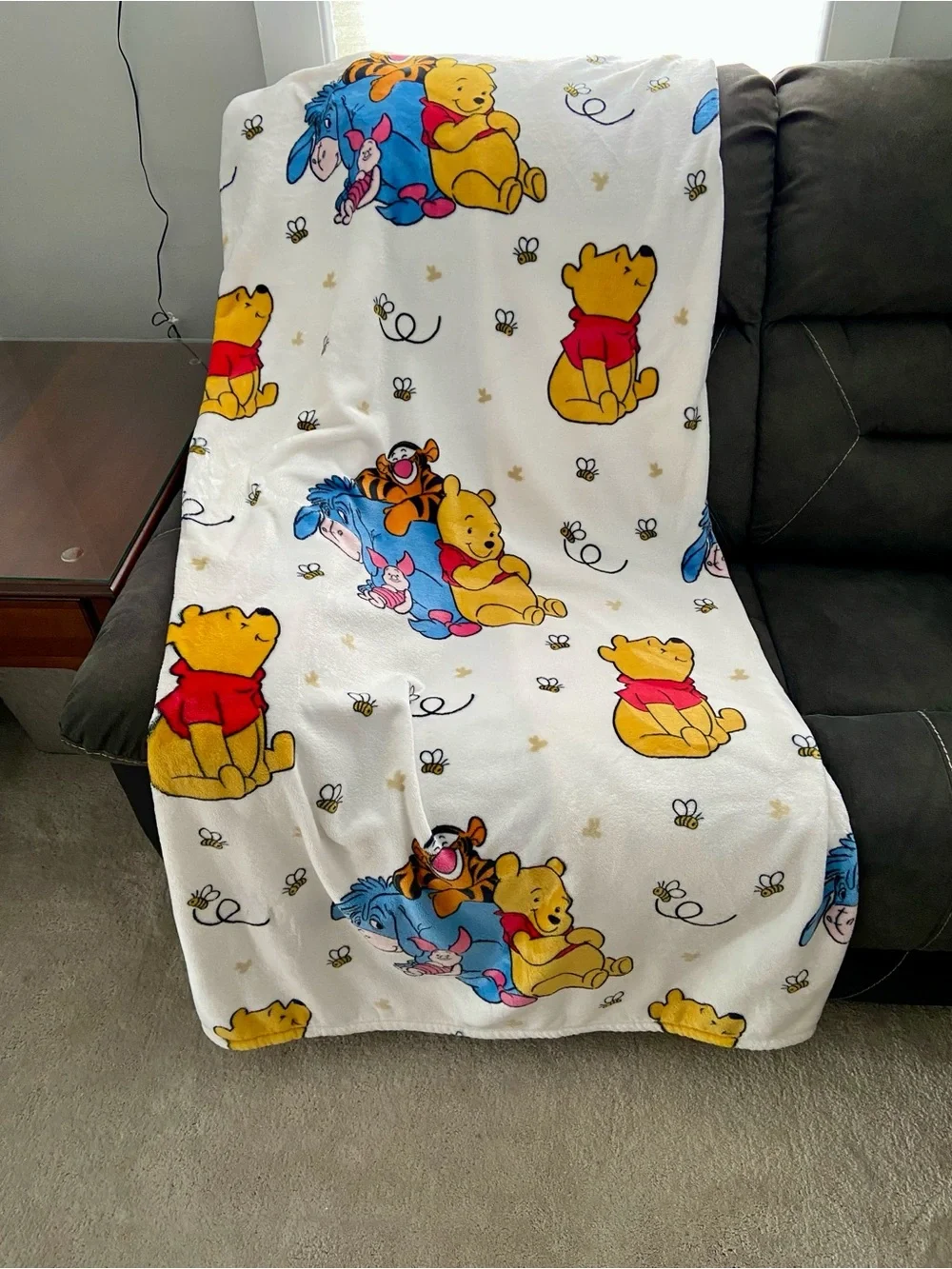 Disney Winnie the Pooh Fleece Throw Blanket White Pooh Tigger Eeyore Piglet